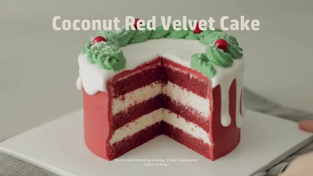 Christmas Coconut Red Velvet Cake Recipe