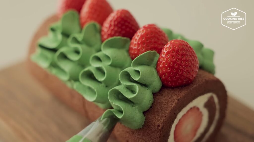 Christmas Strawberry Chocolate Roll Cake Recipe