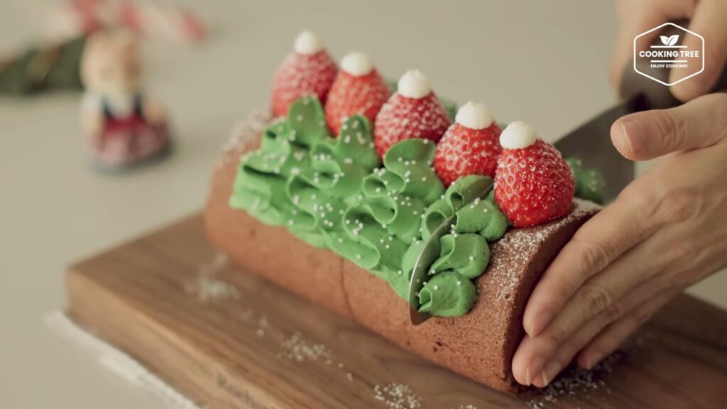 Christmas Strawberry Chocolate Roll Cake Recipe
