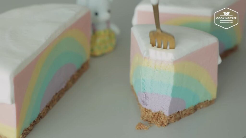 No Bake Pastel Rainbow Cheesecake Recipe