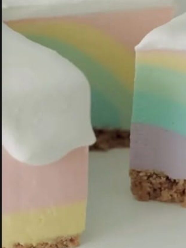 No-Bake Pastel Rainbow Cheesecake Recipe