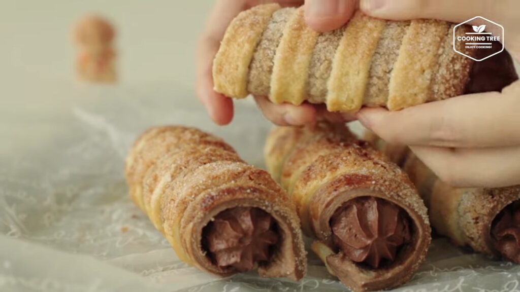 Chocolate Cornet Pie Cream Horns Recipe Cooking tree