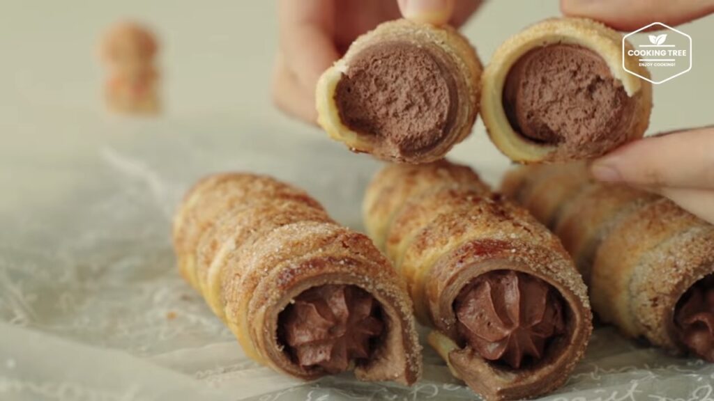 Chocolate Cornet Pie Cream Horns Recipe Cooking tree