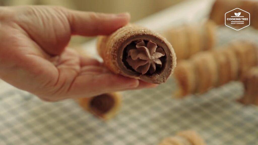 Chocolate Cornet Pie Cream Horns Recipe Cooking tree