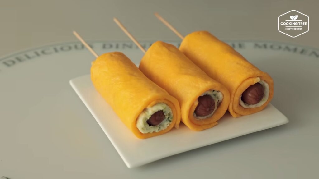 Cabbage Egg Corn dog Rolled Omelette Egg roll Recipe Cooking tree