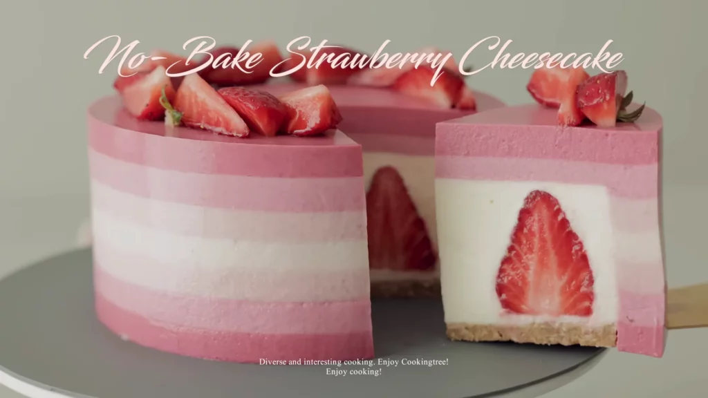 No Bake Layer Strawberry Cheesecake Recipe