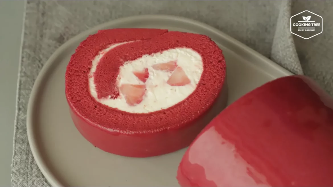 Red Velvet Strawberry Roll Cake Recipe Cooking tree