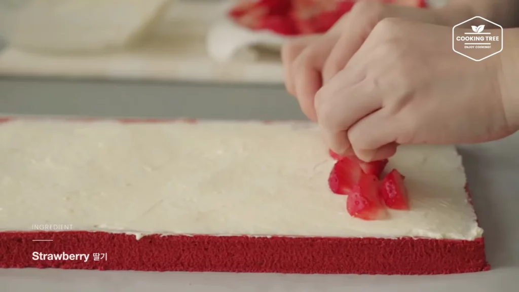 Red Velvet Strawberry Roll Cake Recipe Cooking tree
