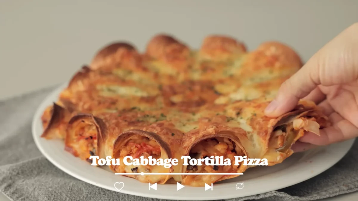 Tofu Cabbage Tortilla Pizza Recipe