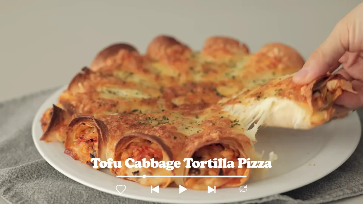 Tofu Cabbage Tortilla Pizza Recipe