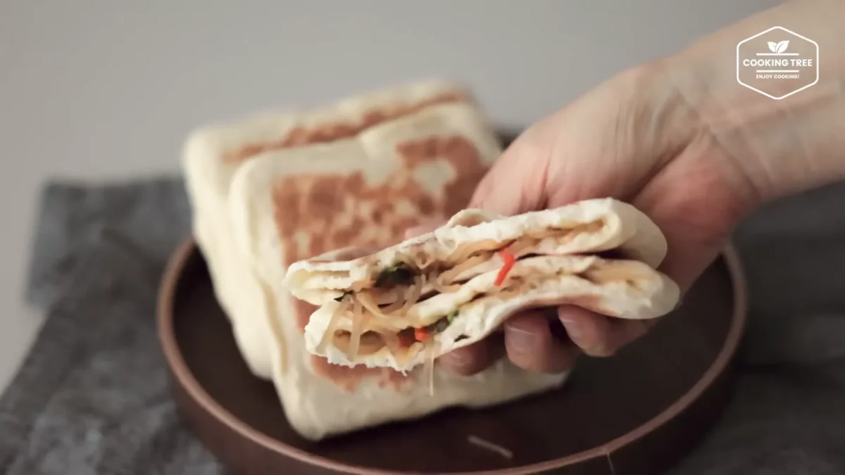 No oven Bread Japchae Flatbread Recipe