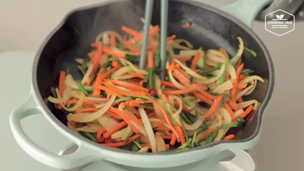 No oven Bread Japchae Flatbread Recipe